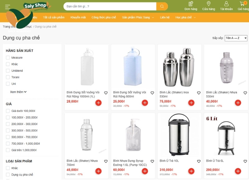 Saly Shop - Địa chỉ chuyên cung cấp nguyên liệu và dụng cụ pha chế chất lượng Saly Shop - Địa chỉ chuyên cung cấp nguyên liệu và dụng cụ pha chế chất lượng