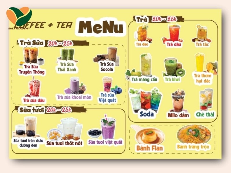 Menu nên được phân nhóm món rõ ràng, dễ đọc và dễ gọi món Menu nên được phân nhóm món rõ ràng, dễ đọc và dễ gọi món