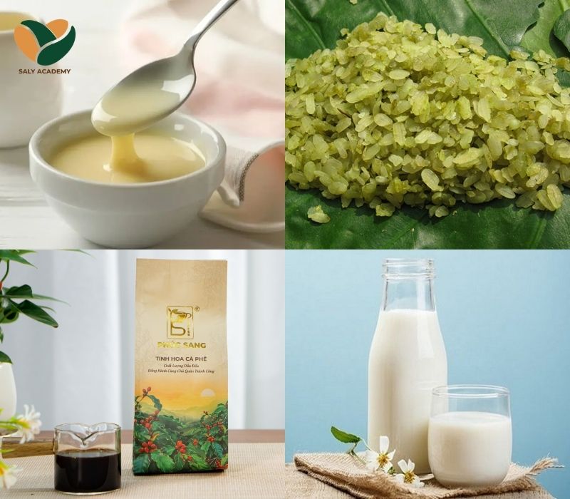 Nguyên liệu làm cà phê lá nếp kem cốm