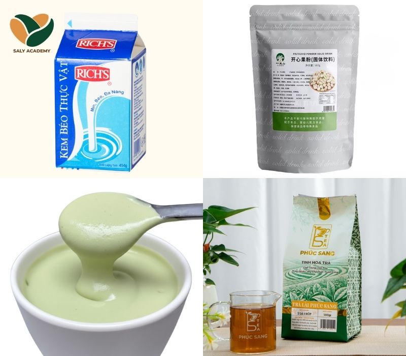 Nguyên liệu làm món trà sữa olong nhài kem dẻ cười Nguyên liệu làm món trà sữa olong nhài kem dẻ cười