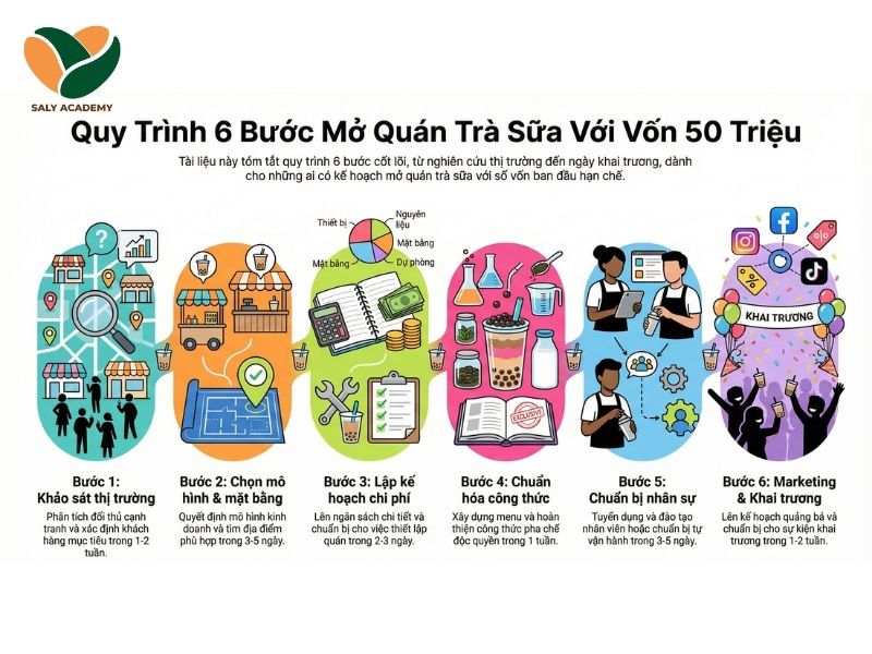 Quy trình để mở quán trà sữa với 50 triệu Quy trình để mở quán trà sữa với 50 triệu