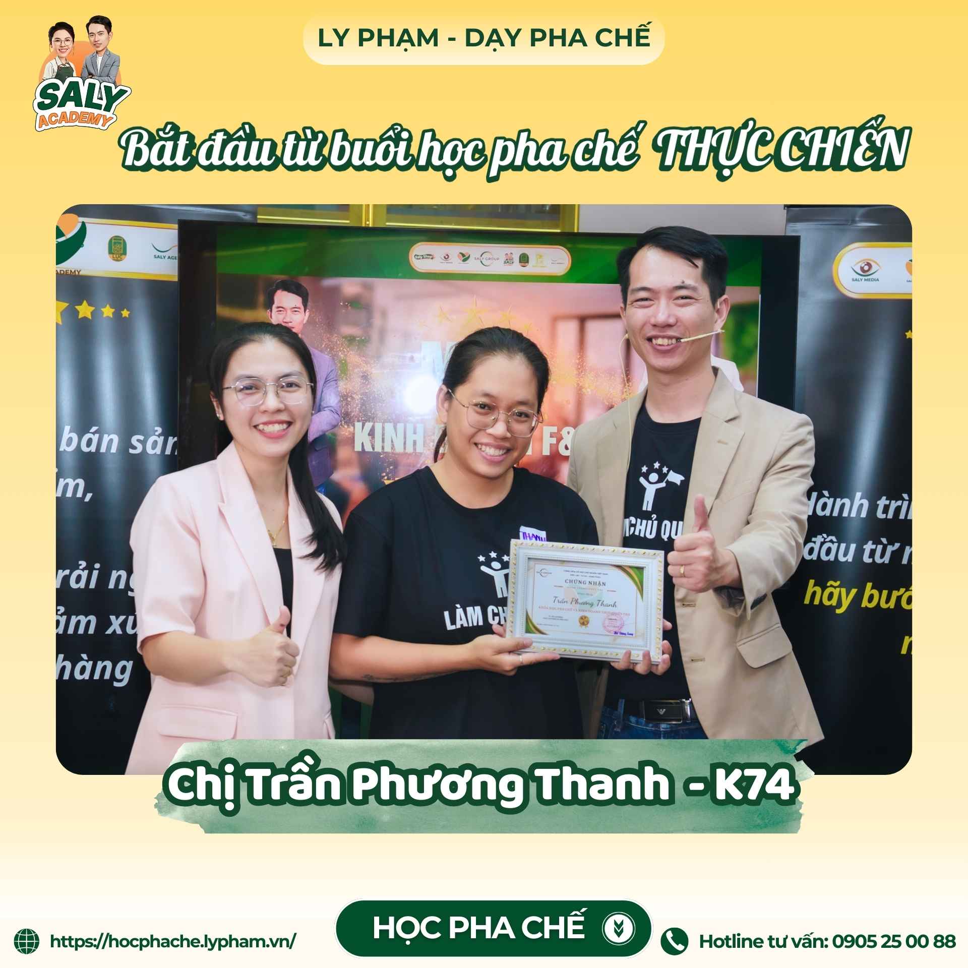 Khoảnh khắc tốt nghiệp của học viên Trần Phương Thanh K74 tại Ly Phạm – Dạy Pha Chế