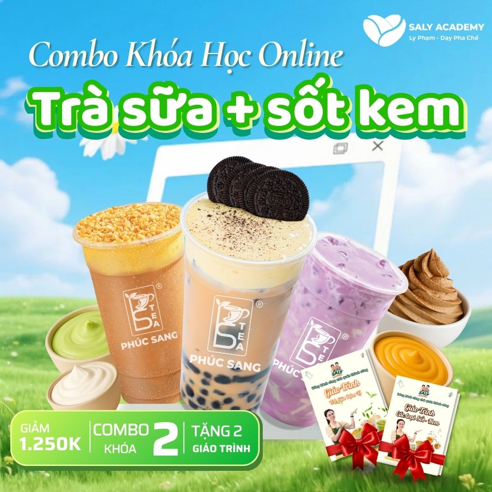 Mua 1 được 1 - Combo khóa học trà sữa - sốt kem online tại Saly Academy