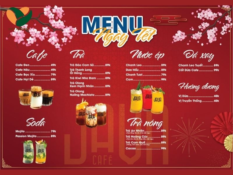 Một vài lưu ý khi thiết kế menu Tết quán cafe