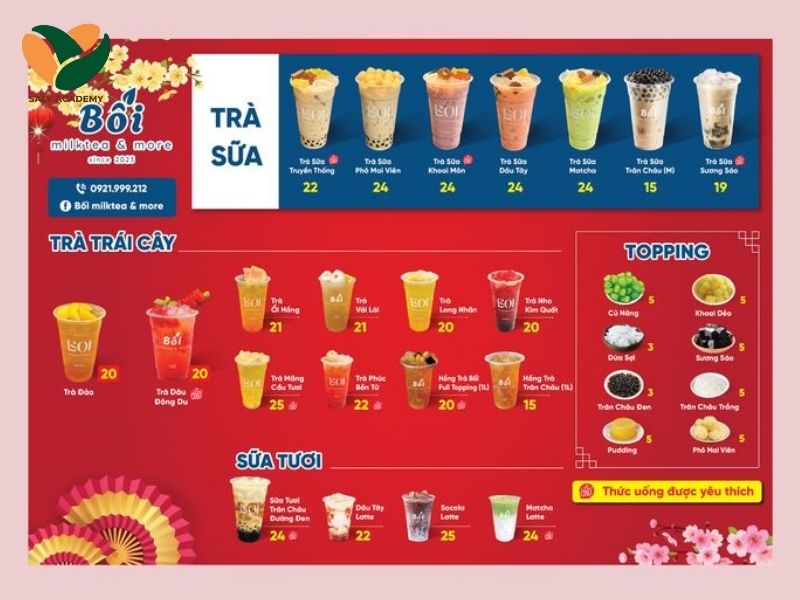 Gợi ý mẫu menu tết cho quán take-away