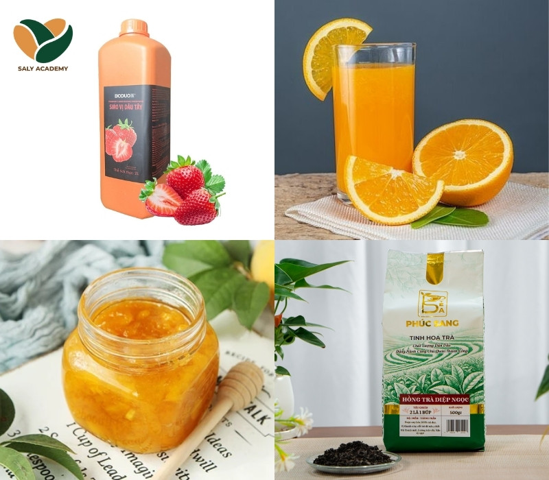 Nguyên liệu trà cam dâu đào thơm ngon, chuẩn vị