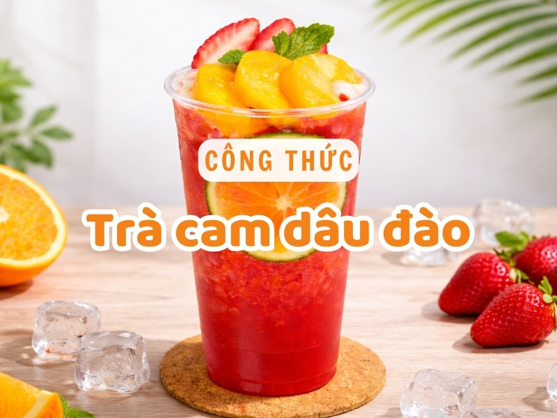 Công thức trà cam dâu đác đúng chuẩn quán, dễ bán mang đi.