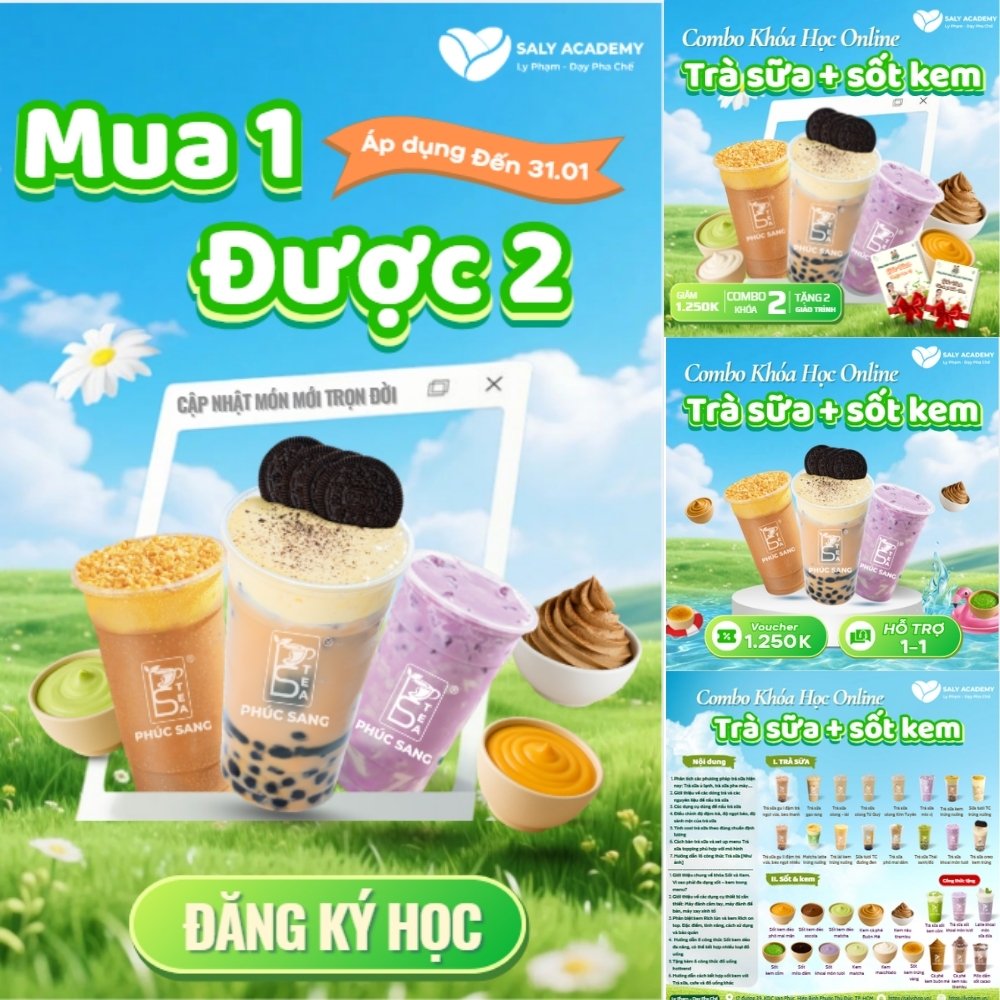 Combo khóa học Trà sữa - Sốt kem Online