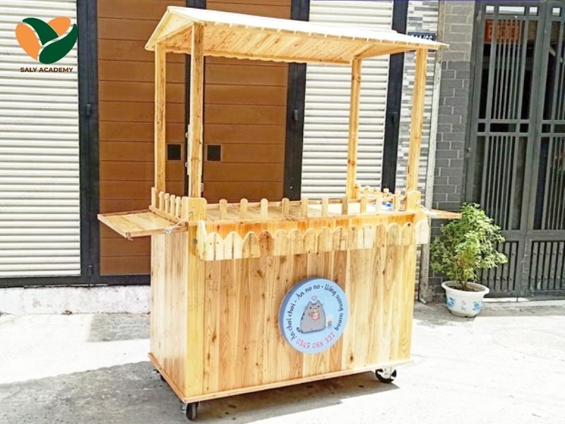 Mẫu xe bán trà sữa gỗ