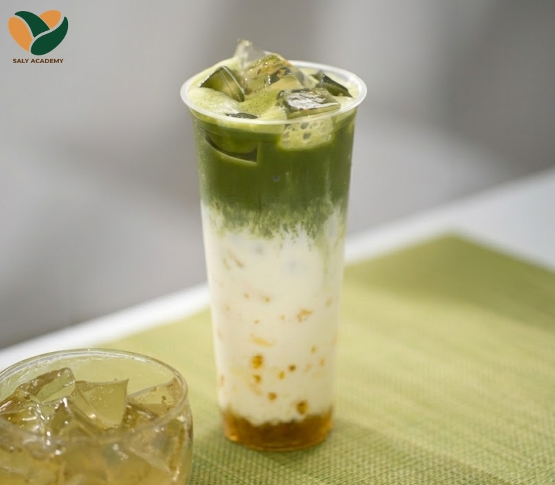 Cách làm matcha latte quế hoa phân tầng hấp dẫn
