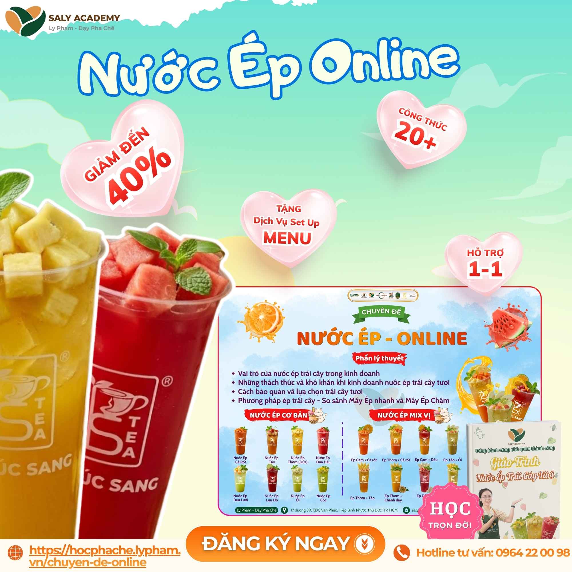 Khóa học nước ép trái cây tươi online - "Mỏ vàng" từ những ly nước ép healthy
