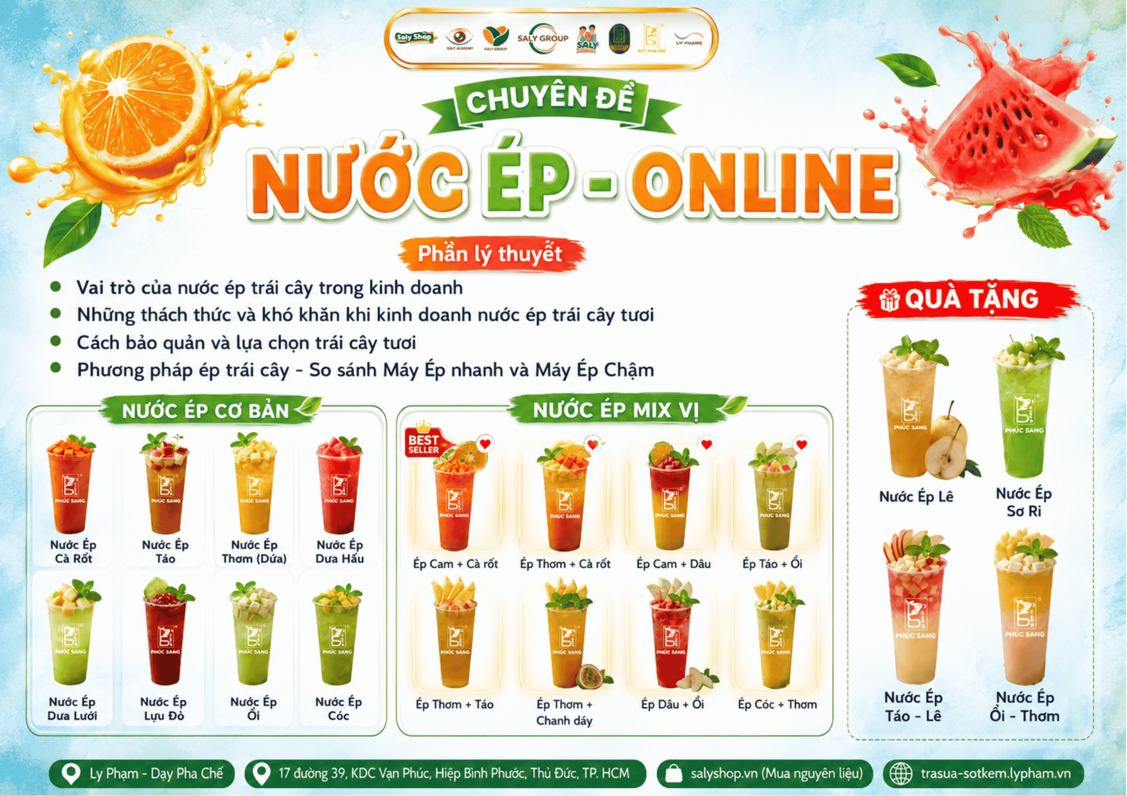 Nội dung khóa học nước ép trái cây tươi online