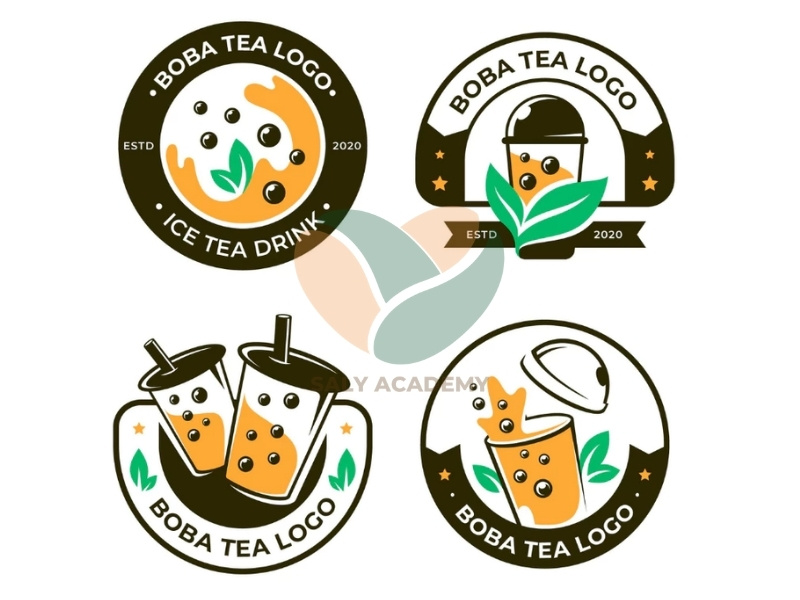 Logo trà sữa dễ thương theo phong cách Hàn - Nhật