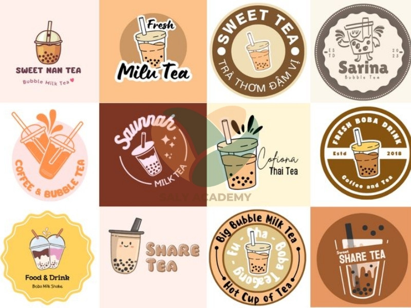 Logo trà sữa đẹp, tối giản, phong cách hiện đại