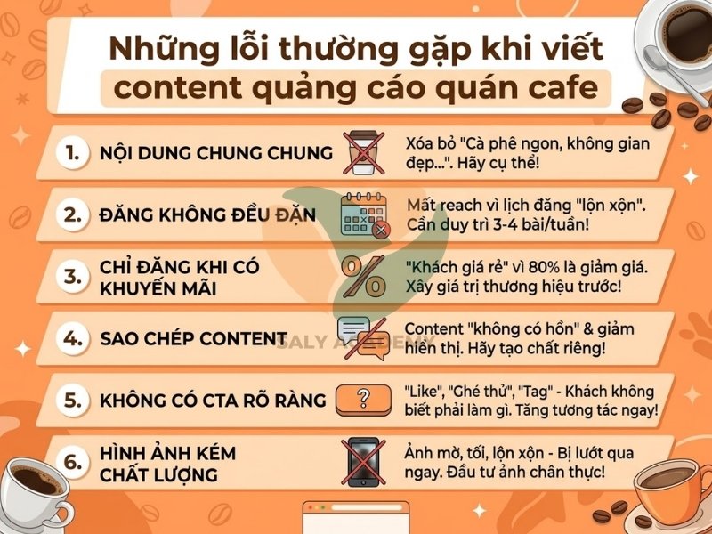 Những lỗi thường gặp khi viết content quảng cáo quán cafe
