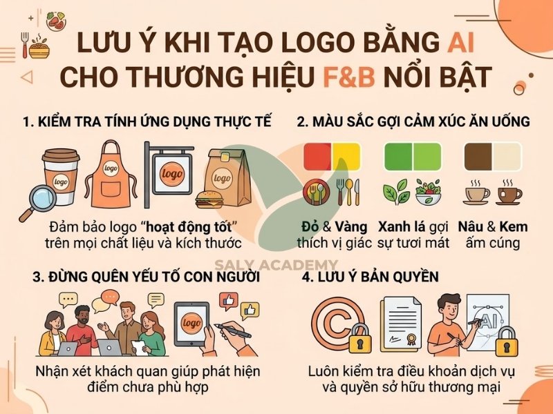 Lưu ý khi tạo logo bằng AI để thương hiệu F&B nổi bật