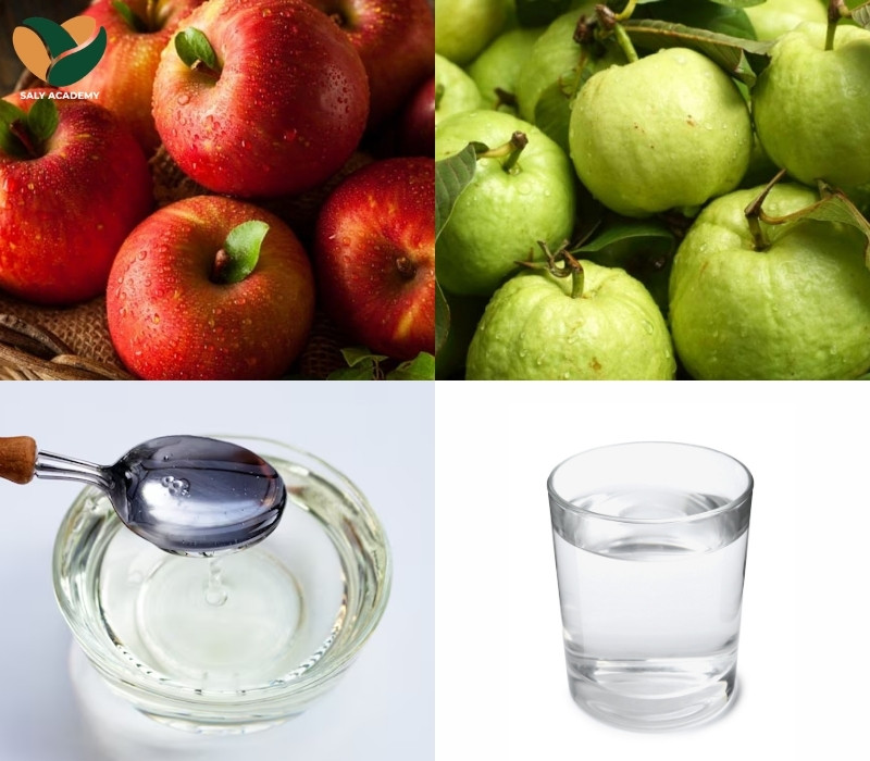 Nguyên liệu chuẩn bị để làm nước ép táo ổi Nguyên liệu chuẩn bị để làm nước ép táo ổi