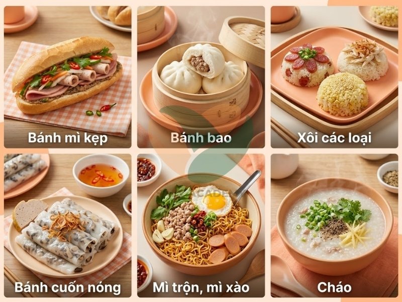 Nhóm món ăn sáng, no bụng nhẹ Nhóm món ăn sáng, no bụng nhẹ