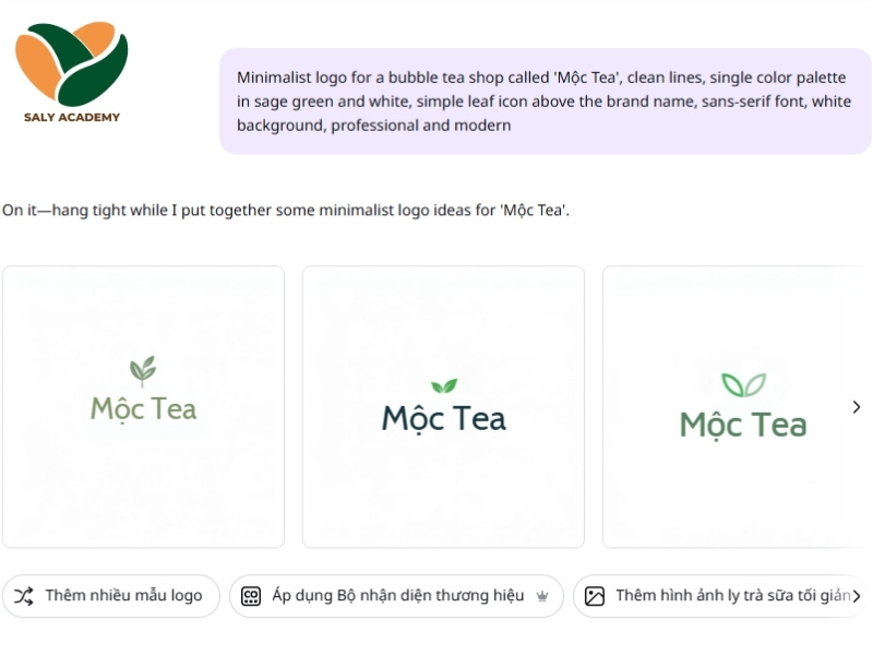 Prompt logo phong cách tối giản
