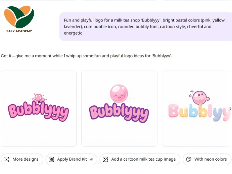 Prompt logo phong cách vui nhộn