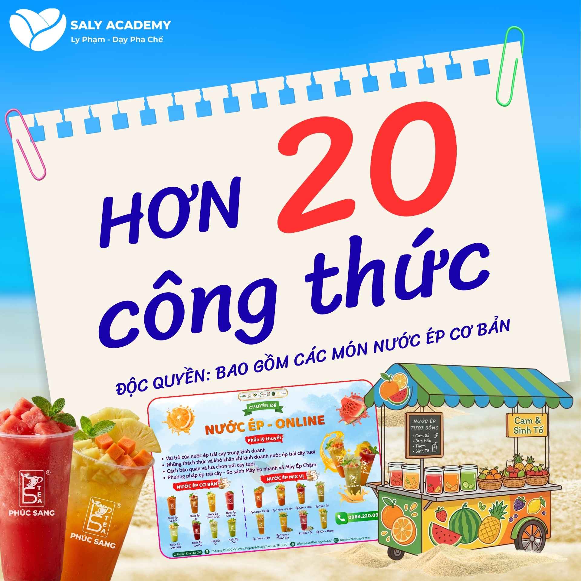 Quyền lợi khi đăng ký khóa học nước ép trái cây tươi tại SaLy Academy