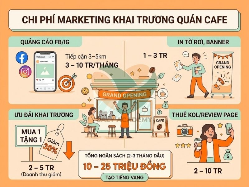 Chi phí quảng cáo, marketing mở quán cà phê take away Chi phí quảng cáo, marketing mở quán cà phê take away