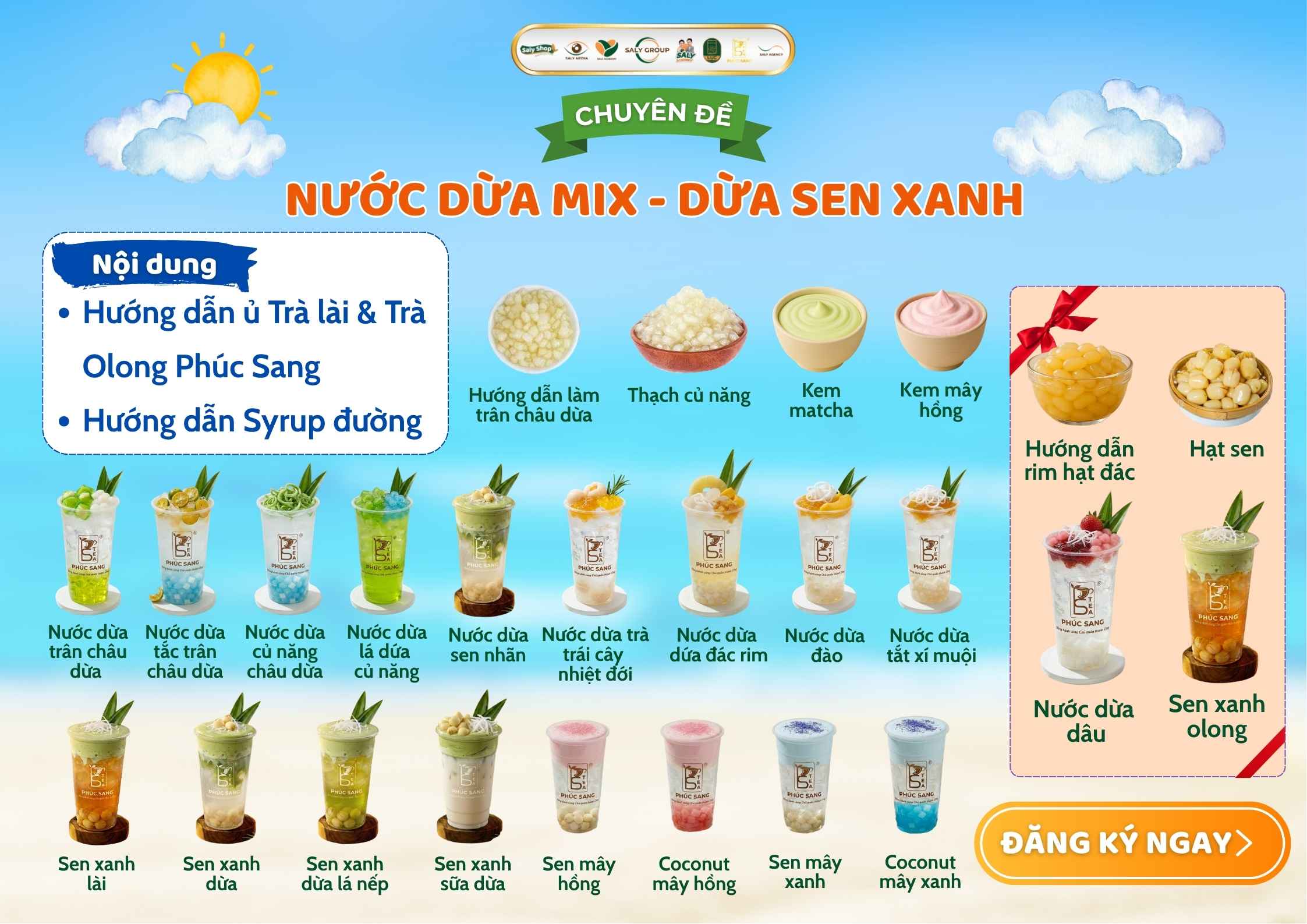 Nội dung khóa học Nước dừa mix - Dừa sen xanh Online