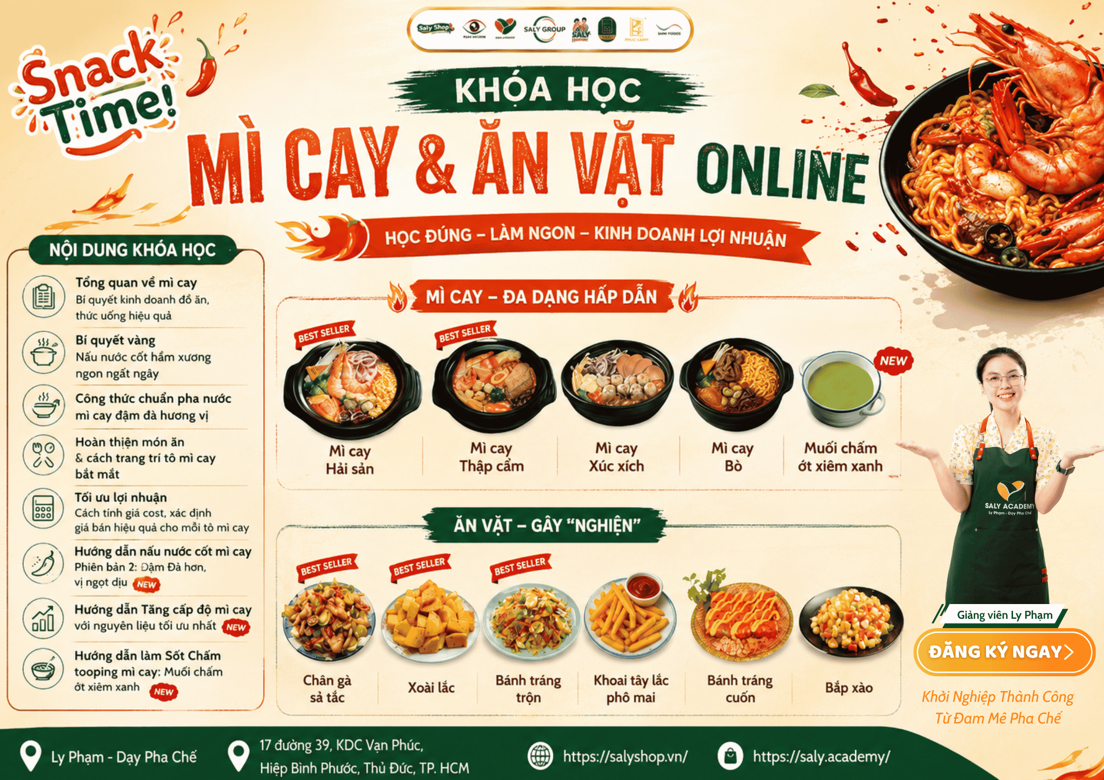 Combo khóa học Mì cay - Đồ ăn vặt Online