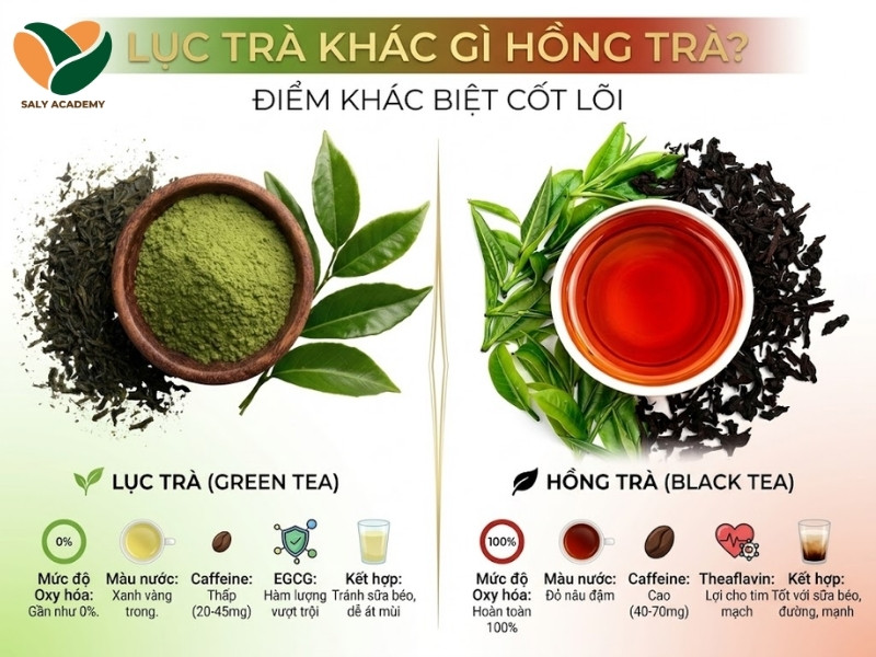 Lục trà khác gì hồng trà? Điểm khác biệt cốt lõi
