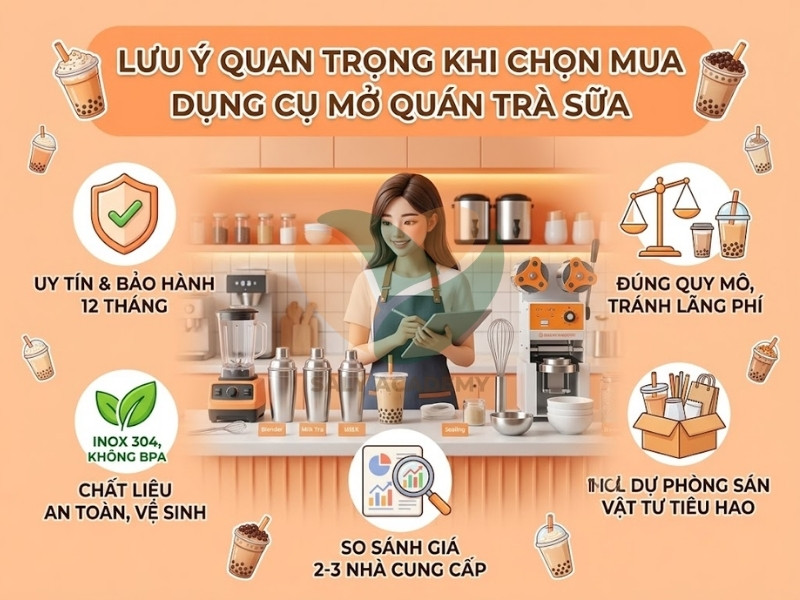 Lưu ý quan trọng khi chọn mua dụng cụ mở quán trà sữa Lưu ý quan trọng khi chọn mua dụng cụ mở quán trà sữa