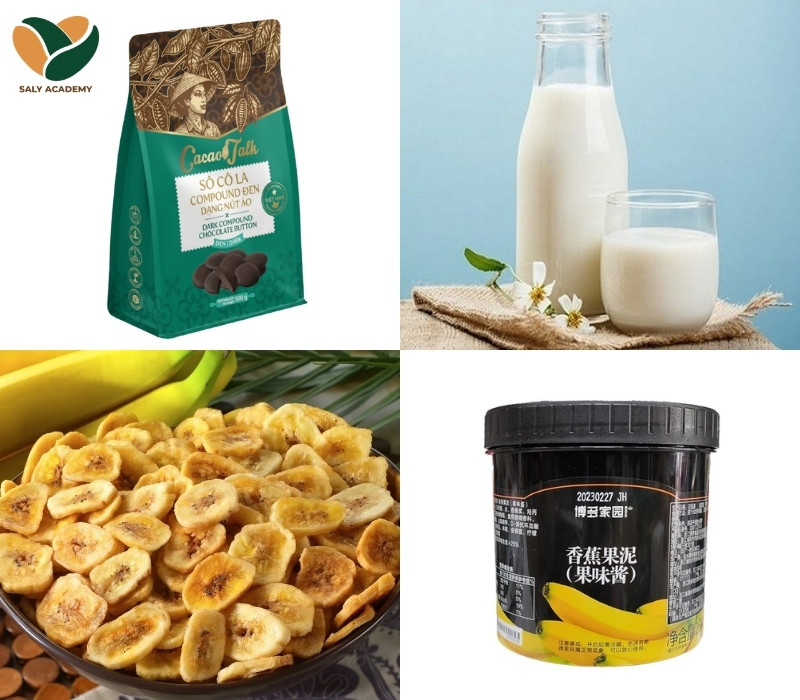 Nguyên liệu làm sữa chuối socola giòn