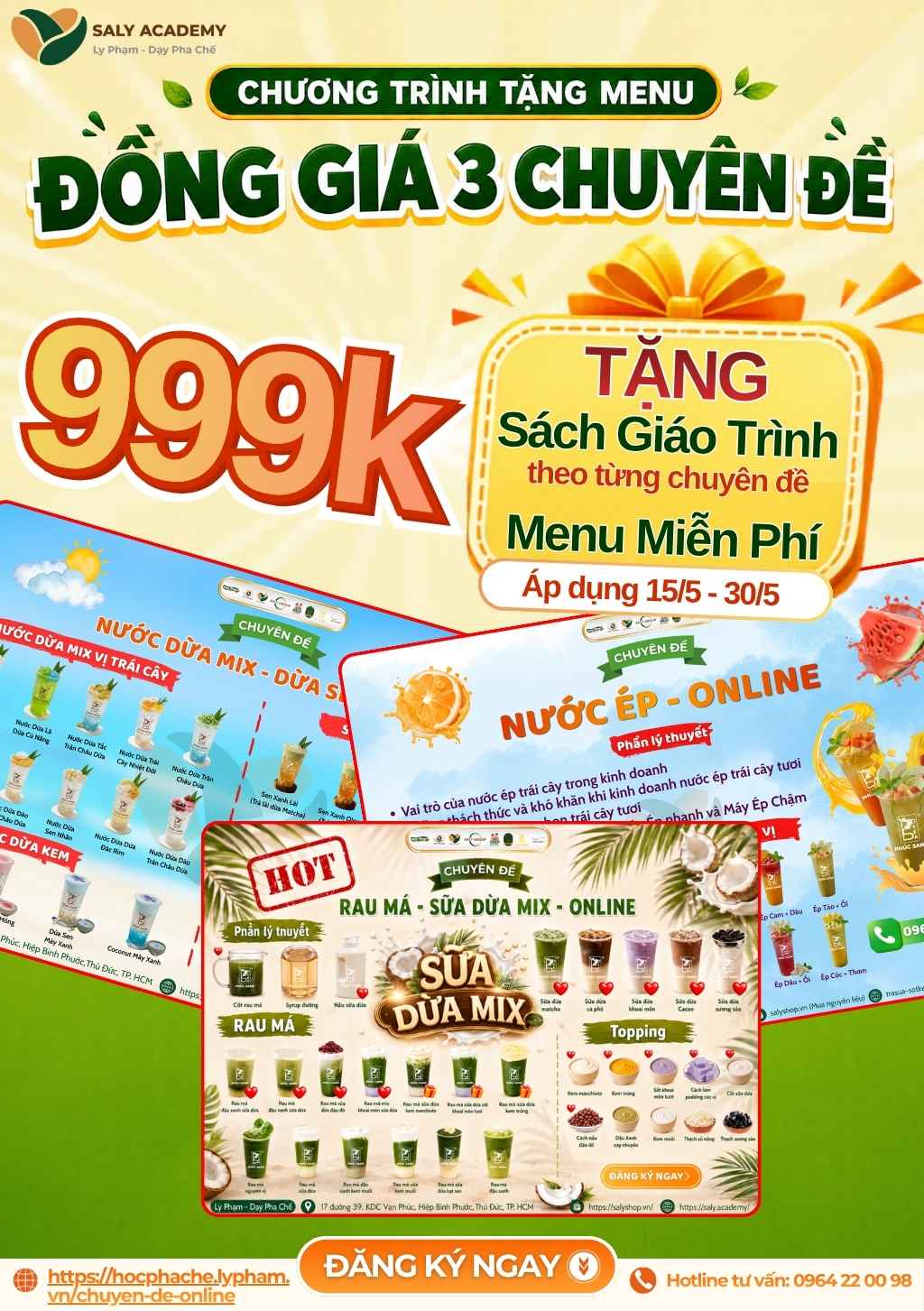 Ưu đãi tháng 5 khóa học Rau má mix - Sữa dừa Online