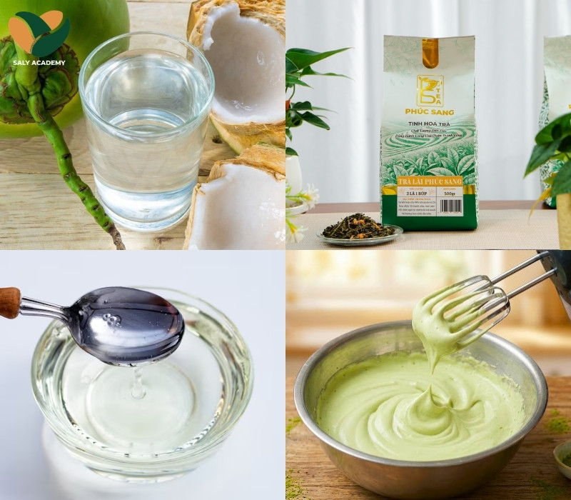 Nguyên liệu chuẩn bị để làm sen xanh lài Nguyên liệu chuẩn bị để làm sen xanh lài