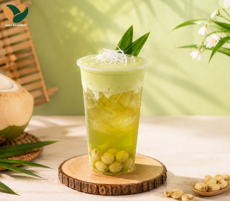 Cách pha sen xanh dừa lá nếp phần tầng đẹp