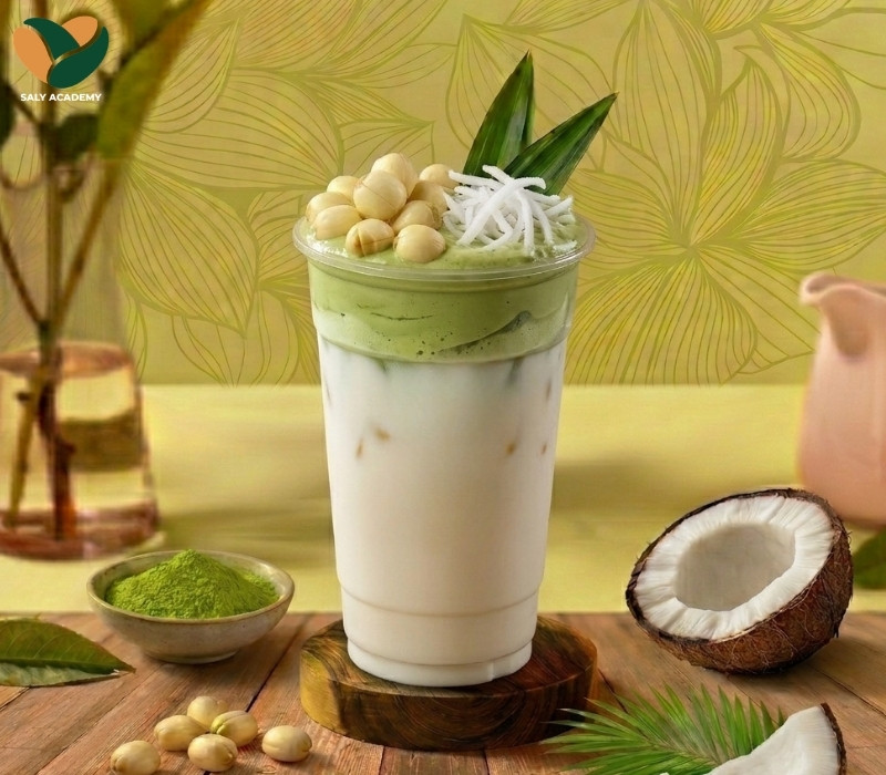 Cách pha sen xanh sữa dừa đẹp mắt, ngon như ngoài quán