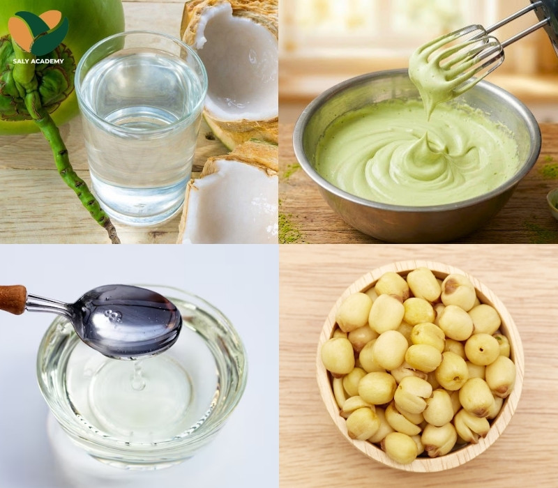 Nguyên liệu chuẩn bị làm món sen xanh dừa Nguyên liệu chuẩn bị làm món sen xanh dừa