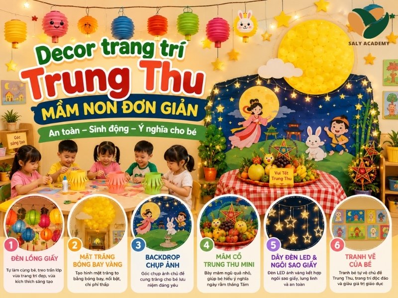 Decor trang trí Trung Thu mầm non đơn giản Decor trang trí Trung Thu mầm non đơn giản