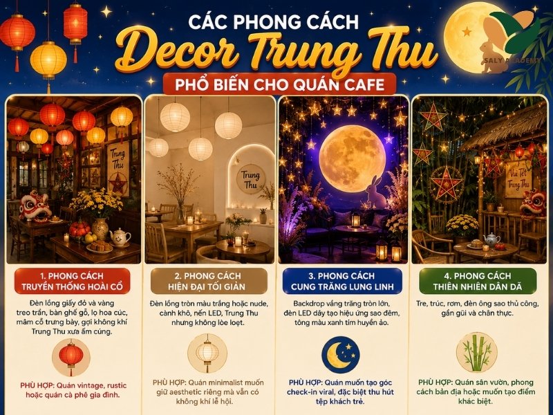 Các phong cách decor Trung Thu phổ biến cho quán cafe Các phong cách decor Trung Thu phổ biến cho quán cafe
