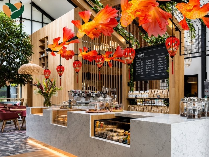 Trang trí quầy pha chế / quầy order quán trà sữa mùa Trung Thu
