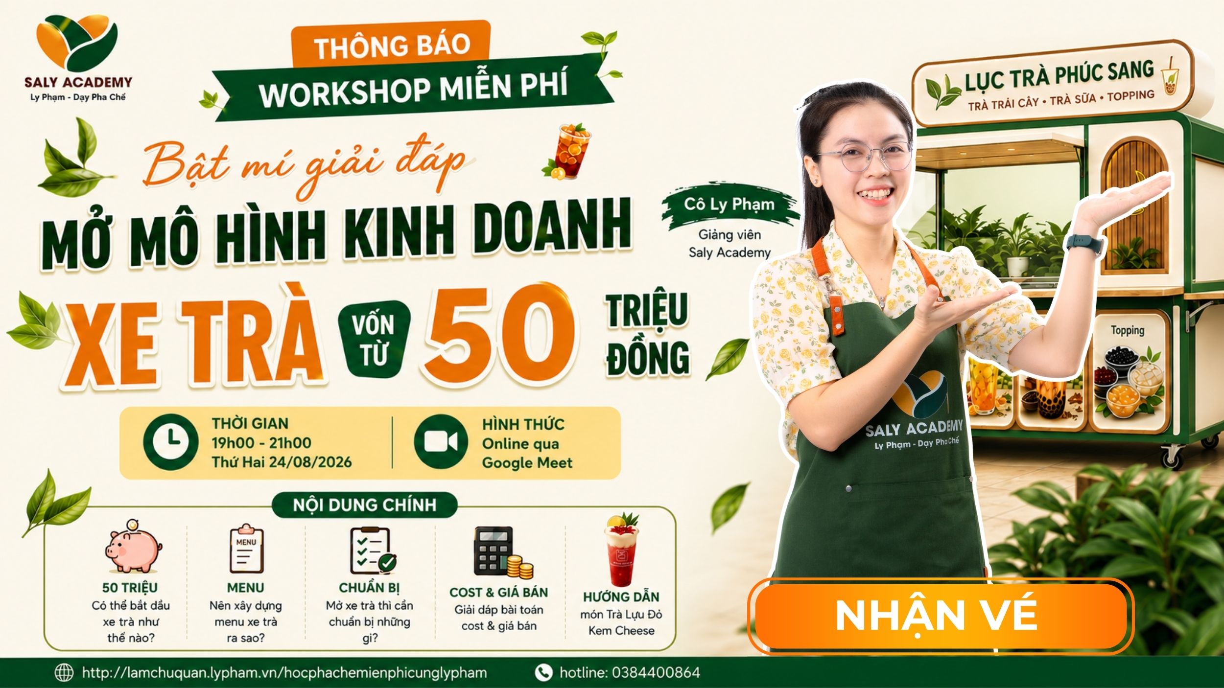 Thông tin buổi workshop miễn phí tại Ly Phạm - Dạy Pha Chế