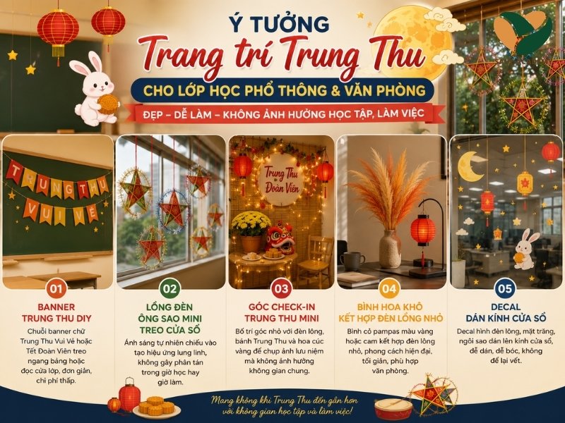 Ý tưởng trang trí Trung Thu cho lớp học phổ thông và văn phòng Ý tưởng trang trí Trung Thu cho lớp học phổ thông và văn phòng