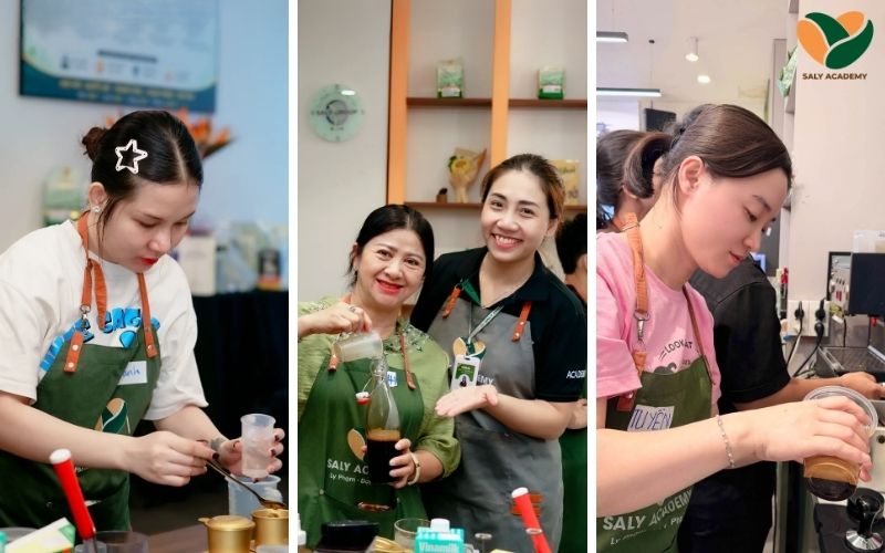 Thực hành pha chế cà phê tại Ly Phạm - Dạy Pha Chế